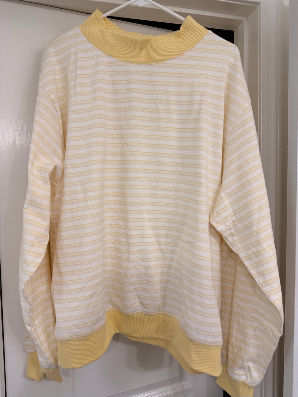 PARKE- Pale Yellow Striped Crewneck Sweater